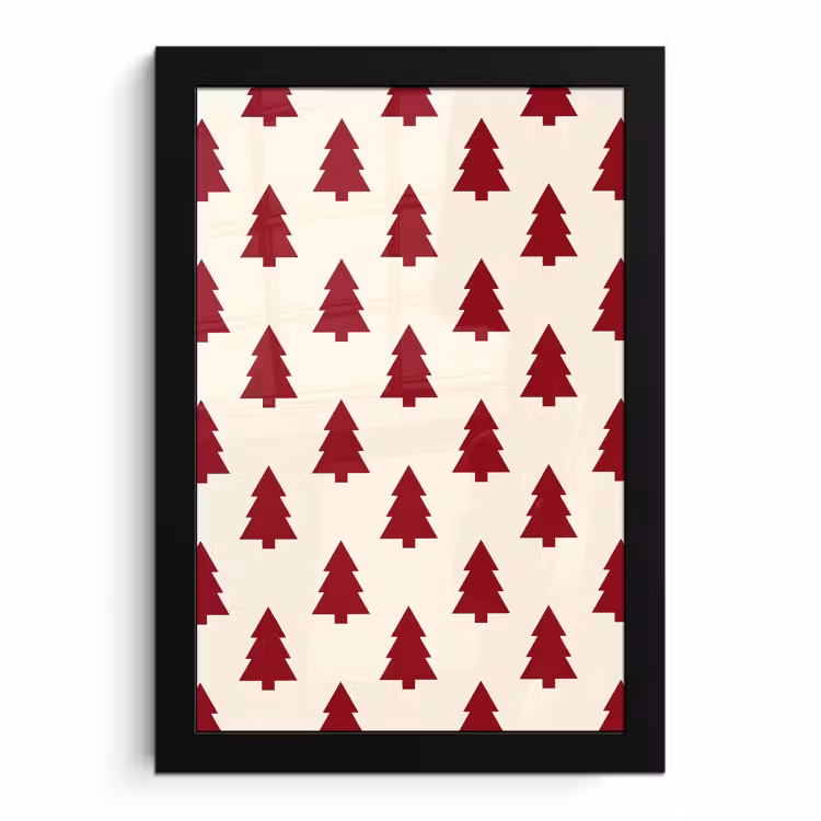 Bilder mit Rahmen - Weihnachtsbaum – Creme – Rot — 1