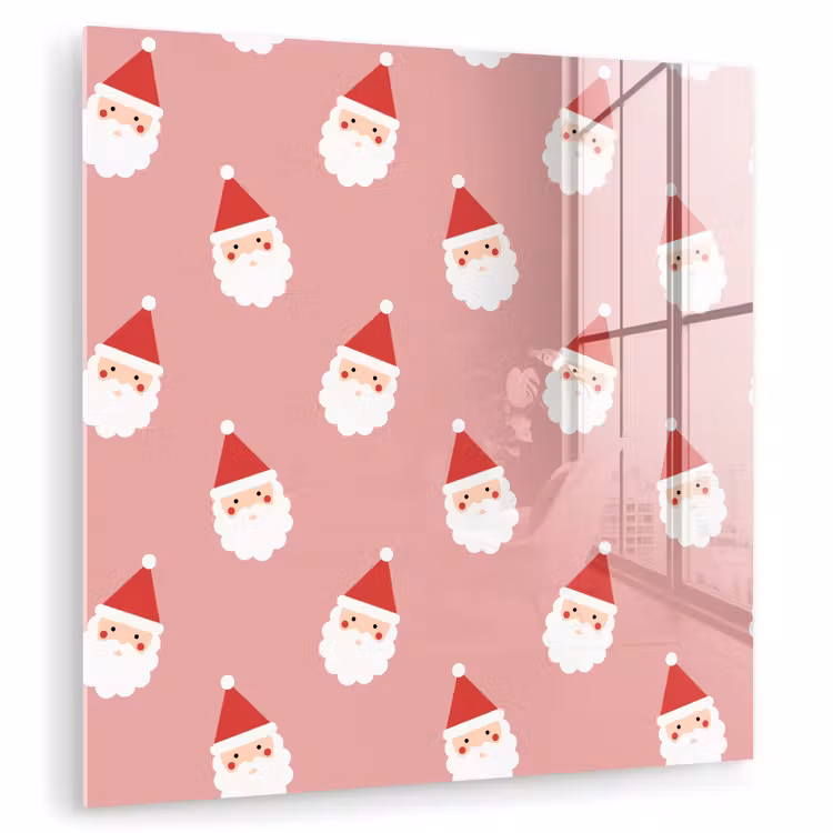 Glasbild - Weihnachten – Weihnachtsmann – Rosa — 1