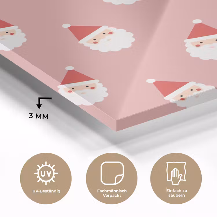 Glasbild - Weihnachten – Weihnachtsmann – Rosa — 3