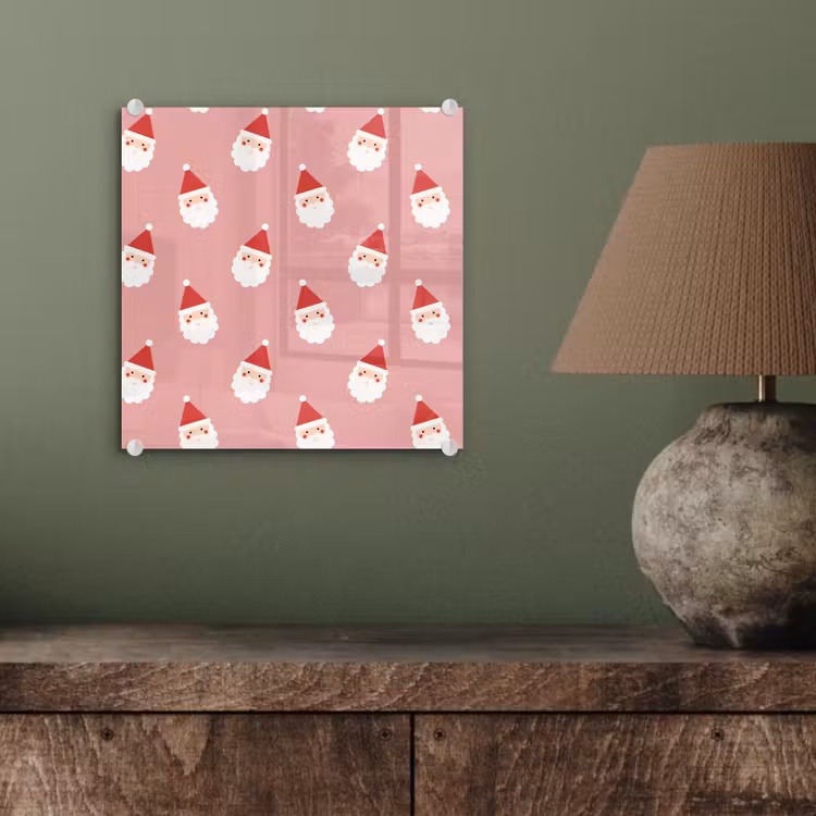 Glasbild - Weihnachten – Weihnachtsmann – Rosa — 4