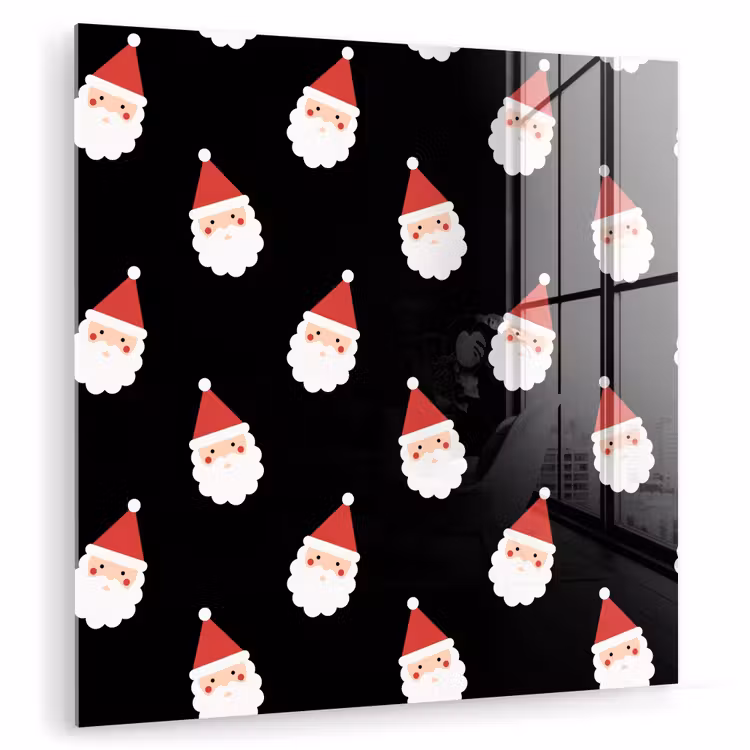 Glasbild - Weihnachtsmann – Weihnachten – Schwarz — 1