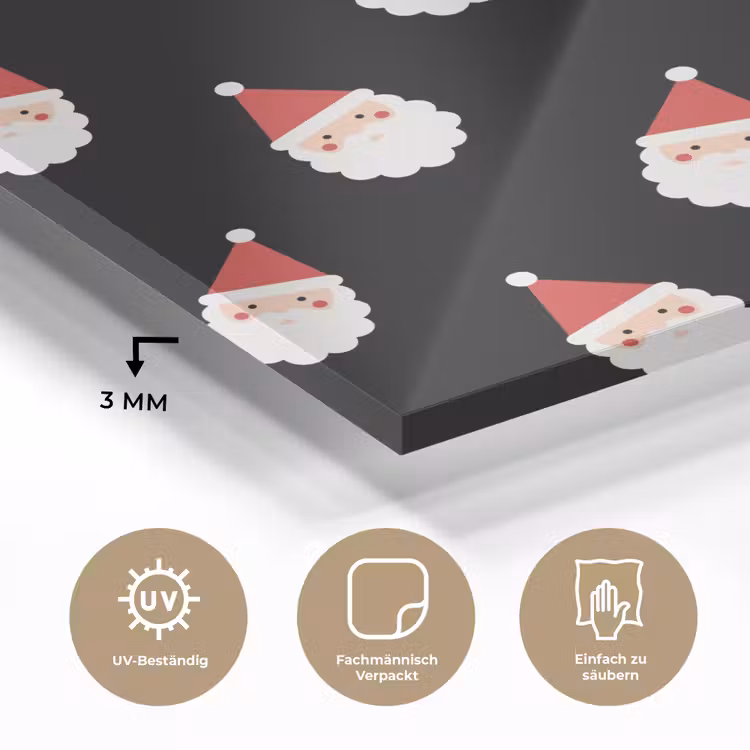Glasbild - Weihnachtsmann – Weihnachten – Schwarz — 3