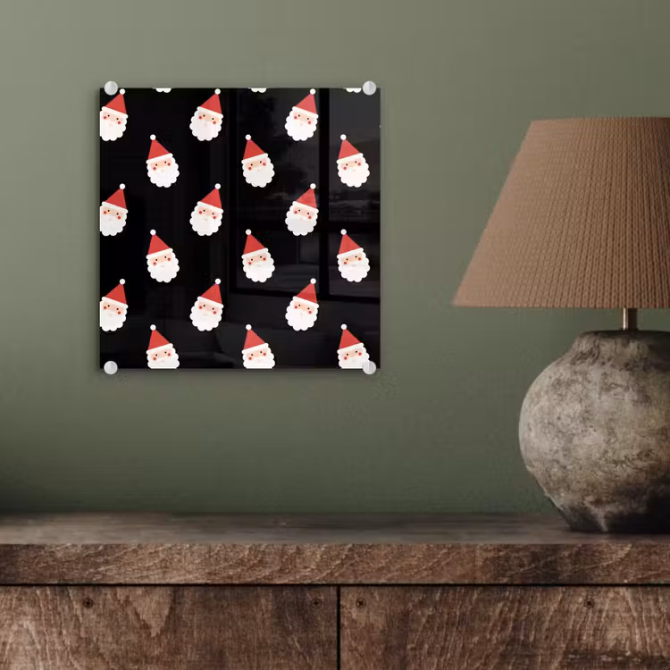 Glasbild - Weihnachtsmann – Weihnachten – Schwarz — 4