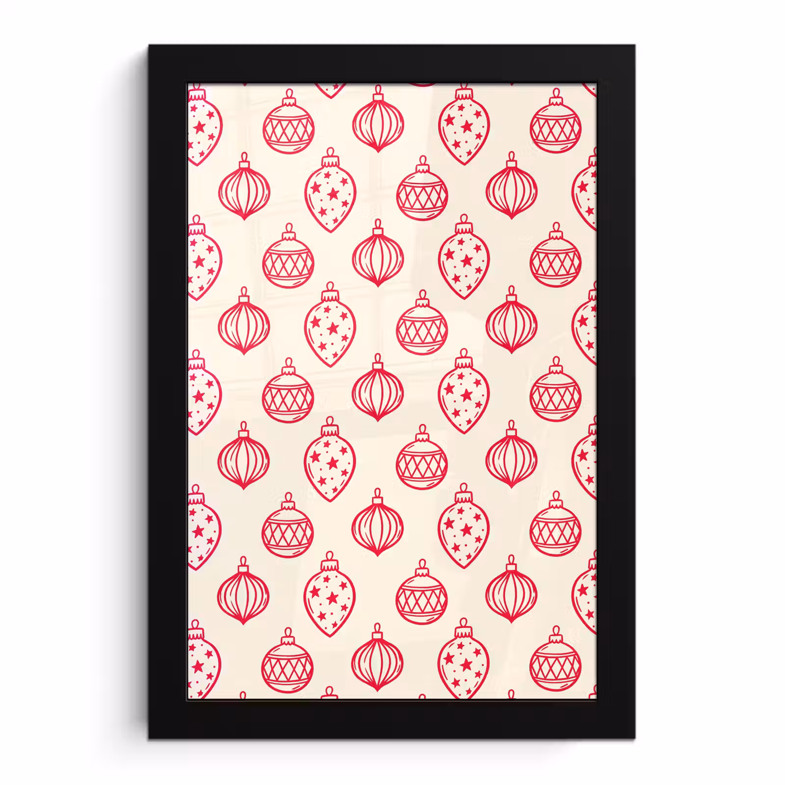 Bilder mit Rahmen - Weihnachtskugel – Creme – Rot — 1