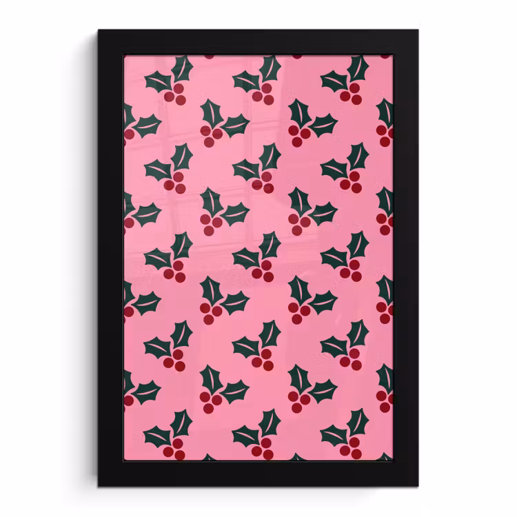 Bilder mit Rahmen - Rosa – Weihnachten – Stechpalme — 1