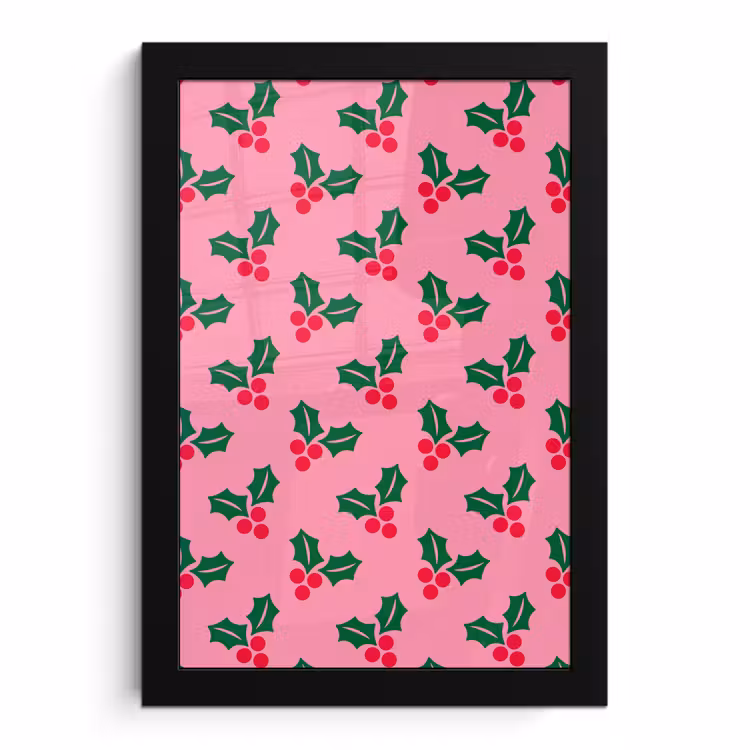 Bilder mit Rahmen - Stechpalme – Weihnachten – Rosa — 1