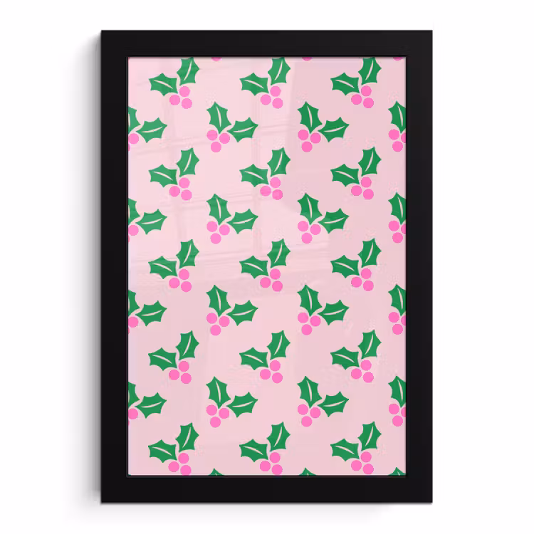 Bilder mit Rahmen - Weihnachten – Stechpalme – Rosa — 1