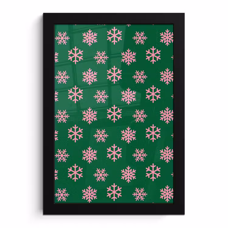 Bilder mit Rahmen - Schneeflocke – Grün – Rosa – Weihnachten — 1