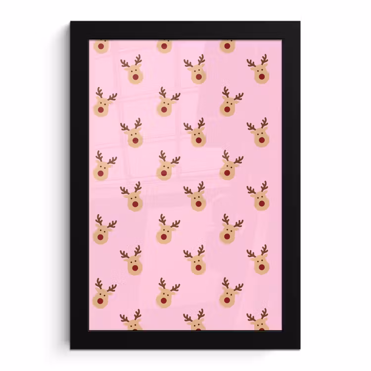 Bilder mit Rahmen - Rentiere – Weihnachten – Rosa — 1