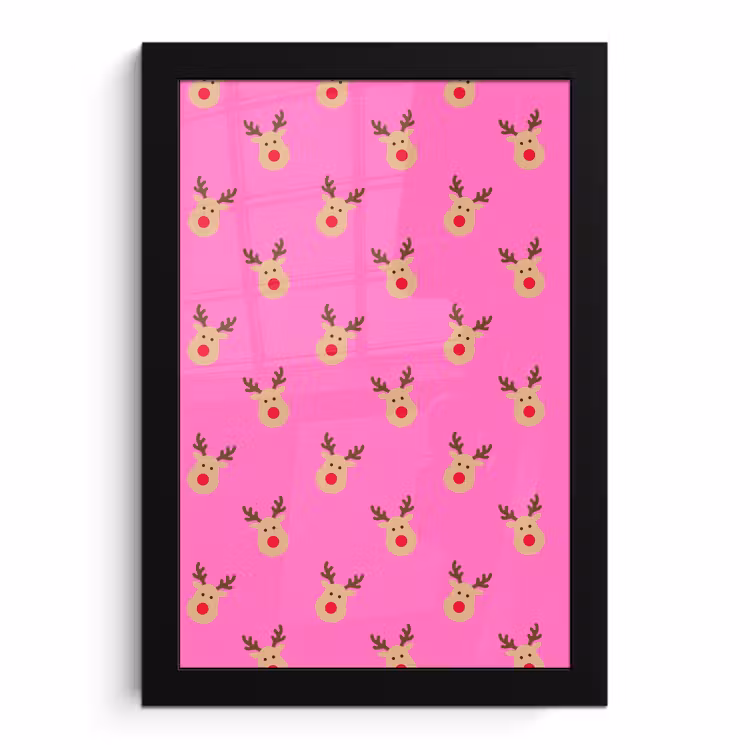 Bilder mit Rahmen - Rentiere – Weihnachten – Neon – Rosa — 1