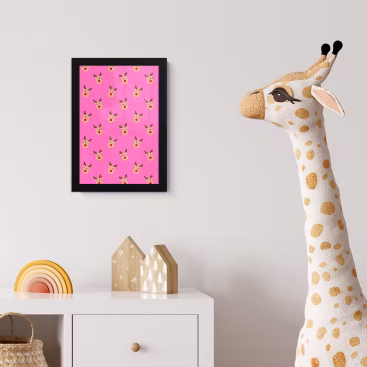 Bilder mit Rahmen - Rentiere – Weihnachten – Neon – Rosa — 5