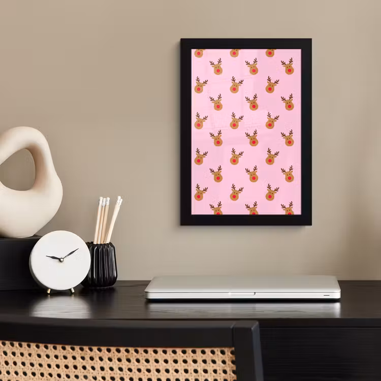 Bilder mit Rahmen - Rentiere – Weihnachten – Rosa – Rot — 2