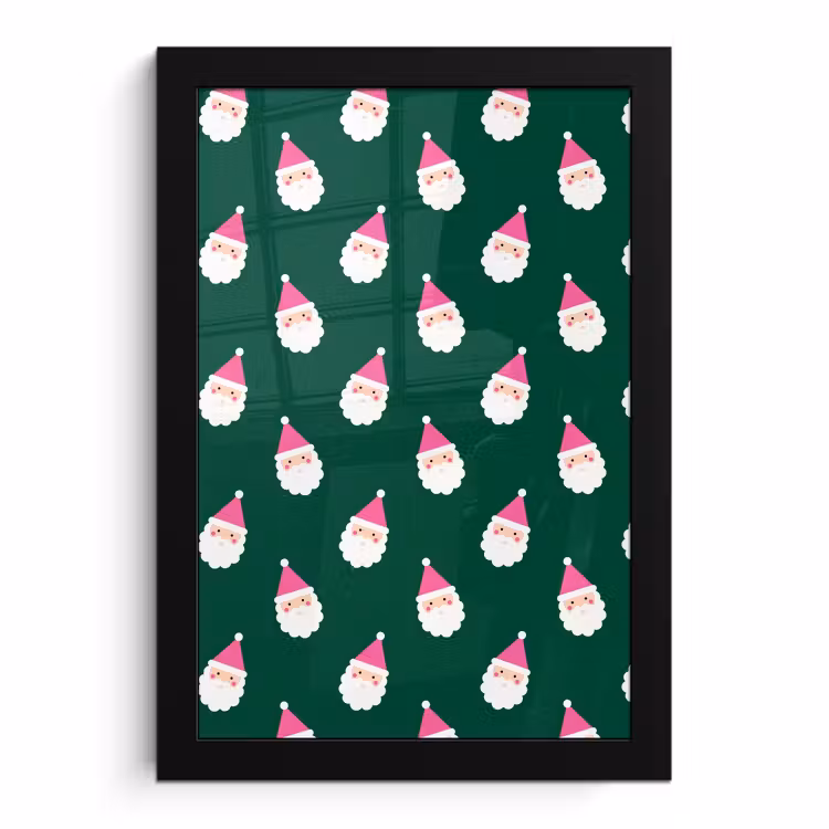 Bilder mit Rahmen - Weihnachtsmann – Weihnachten – Grün – Rosa — 1