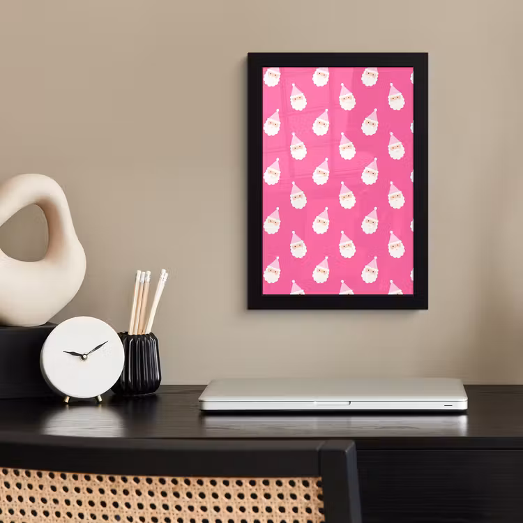 Bilder mit Rahmen - Weihnachtsmann – Weihnachten – Neon – Rosa — 2