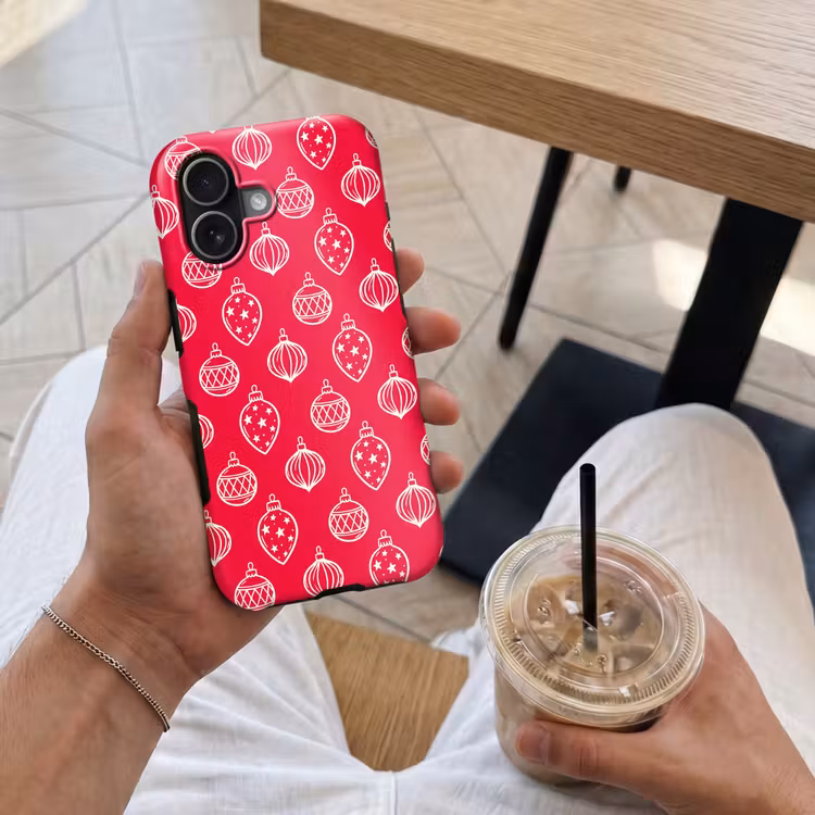 Handyhülle Toughcase - Weihnachtskugel – Rot – Weiß — 4