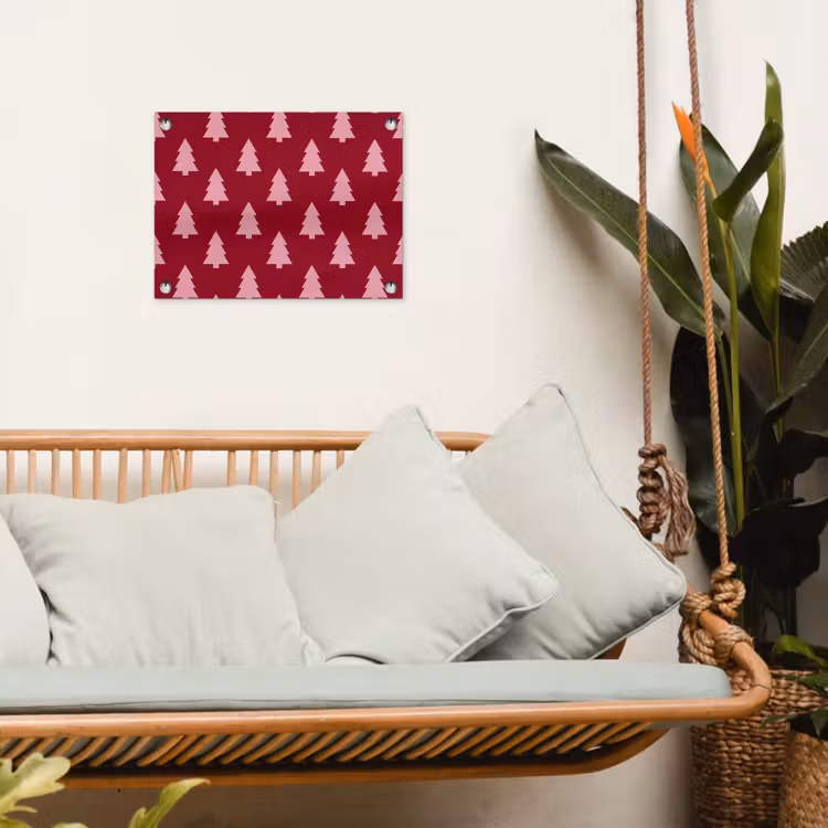 Gartenposter - Weihnachtsbaum – Burgunderrot – Rosa — 4