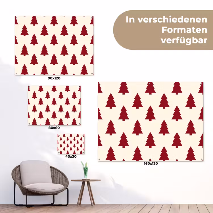 Gartenposter - Weihnachtsbaum – Creme – Rot — 6