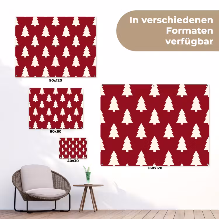 Gartenposter - Weihnachtsbaum – Rot – Weiß — 6