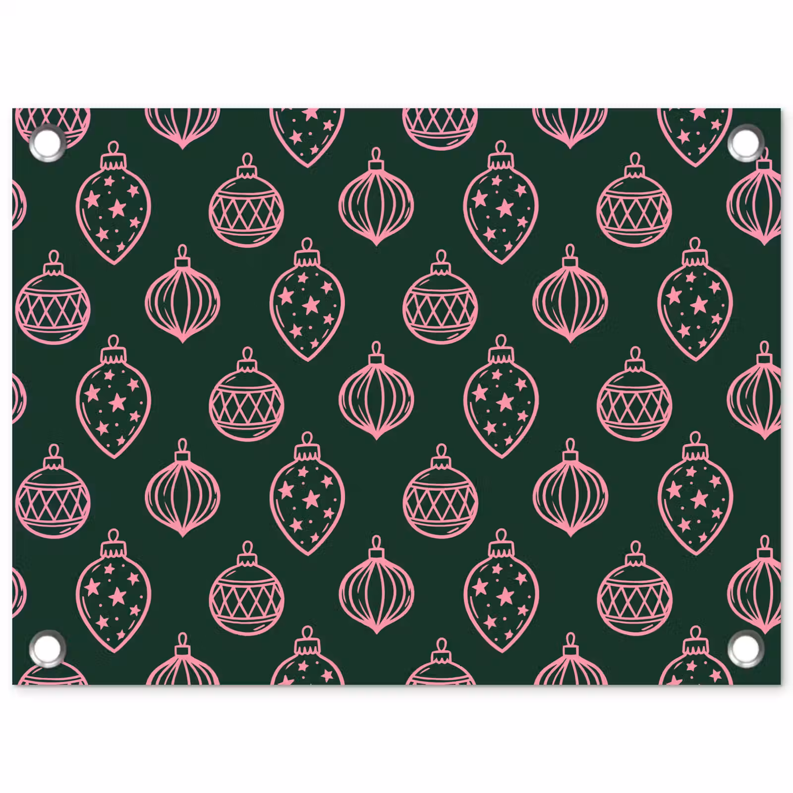 Gartenposter - Weihnachtskugel – Rosa – Grün — 1