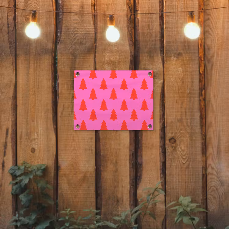 Gartenposter - Weihnachtsbaum – Rot – Neon — 2