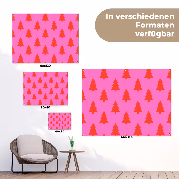 Gartenposter - Weihnachtsbaum – Rot – Neon — 6