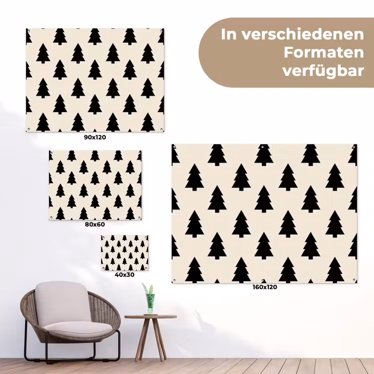 Gartenposter - Weihnachtsbaum – Weiß – Schwarz — 6