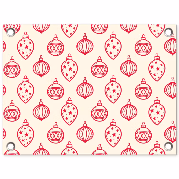 Gartenposter - Weihnachtskugel – Creme – Rot — 1