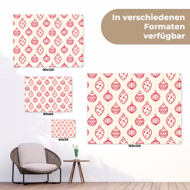 Gartenposter - Weihnachtskugel – Creme – Rot — 6