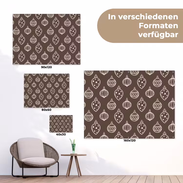 Gartenposter - Weihnachtskugel – Grau – Cremefarben — 6