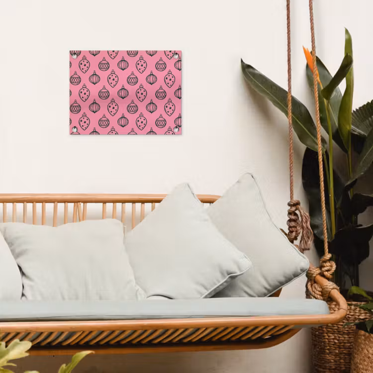 Gartenposter - Weihnachtskugel – Grün – Rosa — 4