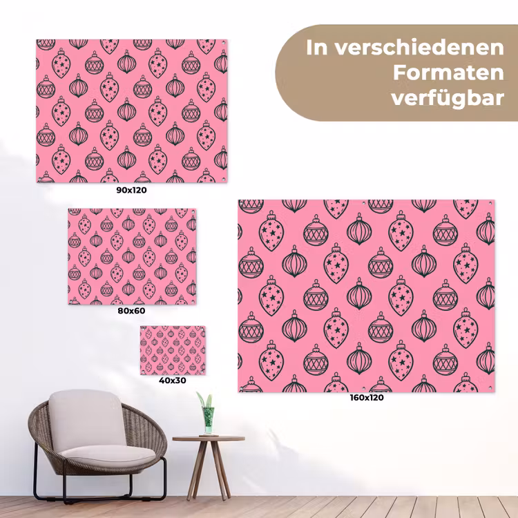 Gartenposter - Weihnachtskugel – Grün – Rosa — 6