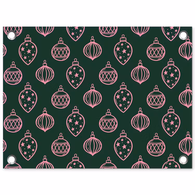 Gartenposter - Weihnachtskugel – Rosa – Grün — 1
