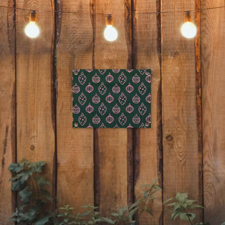 Gartenposter - Weihnachtskugel – Rosa – Grün — 2