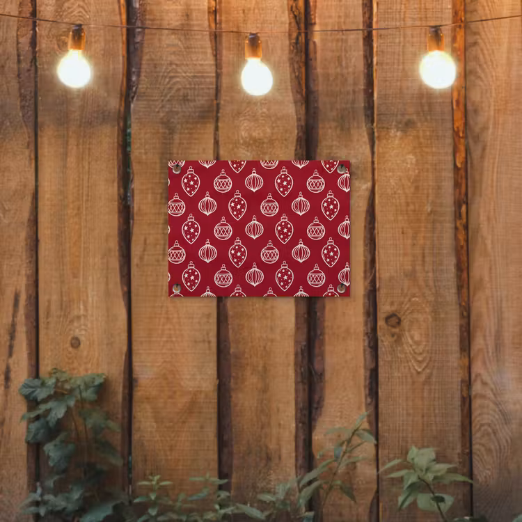 Gartenposter - Weihnachtskugel – Rot – Cremefarben — 2