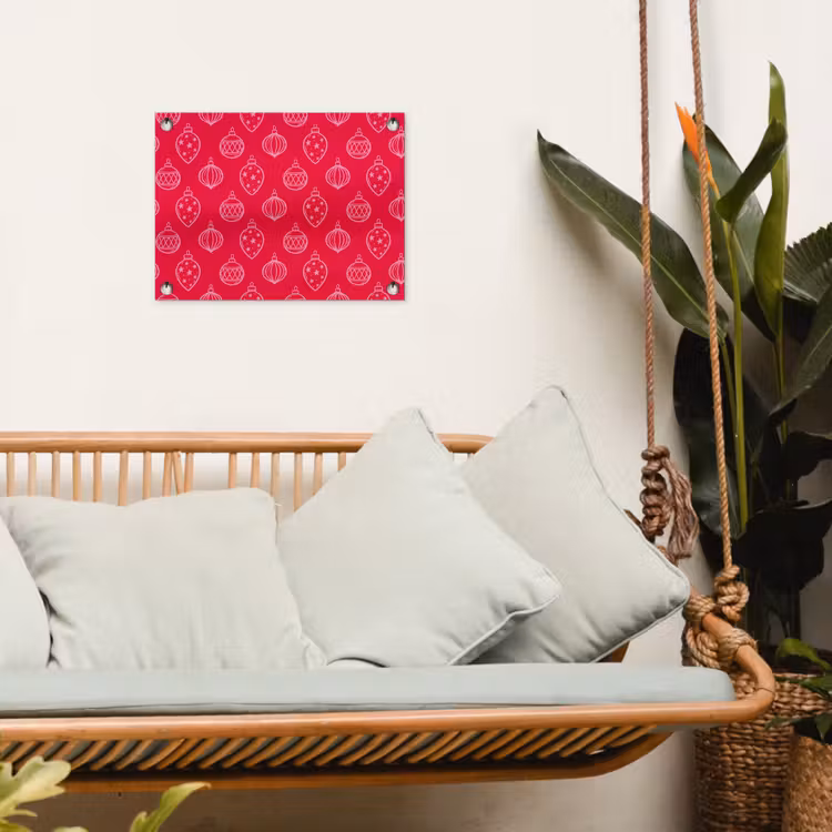 Gartenposter - Weihnachtskugel – Rot – Rosa — 4