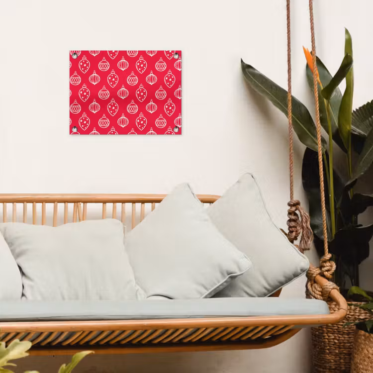 Gartenposter - Weihnachtskugel – Rot – Weiß — 4