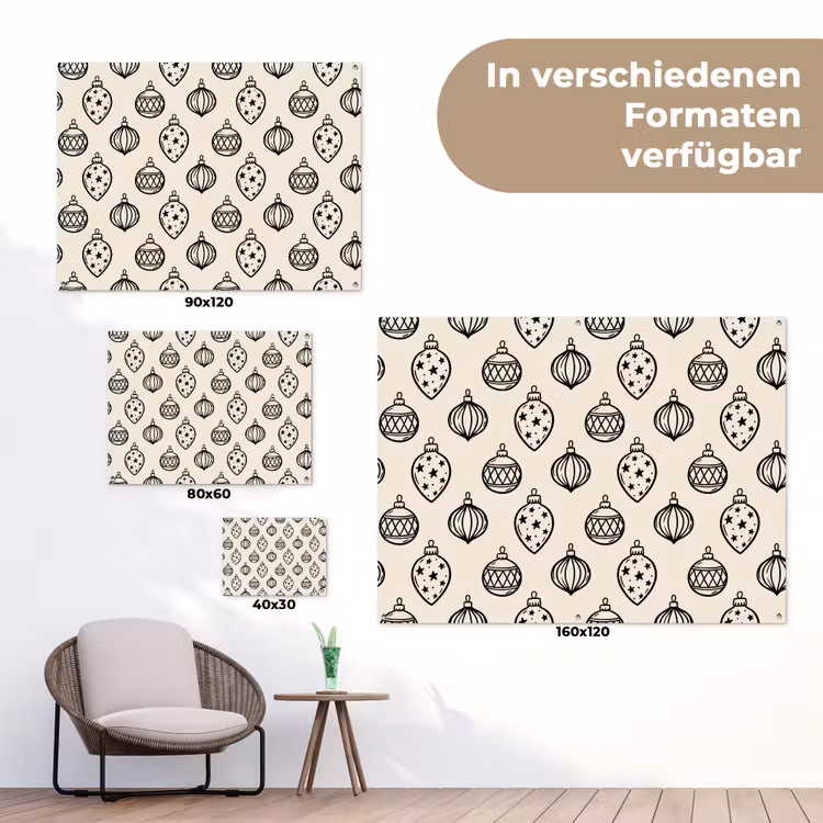 Gartenposter - Weihnachtskugel – Schwarz – Weiß — 6