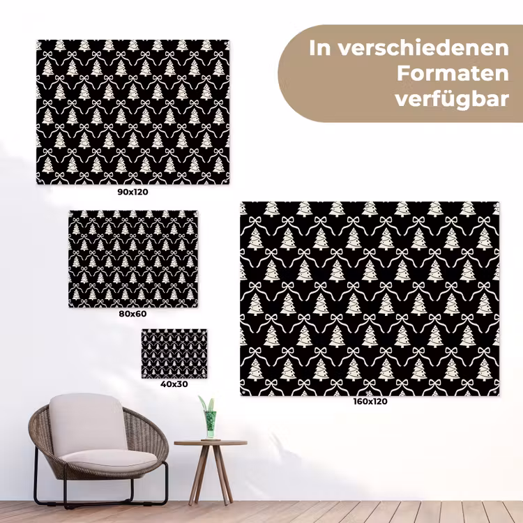 Gartenposter - Schleife – Weiß – Schwarz – Weihnachten — 6