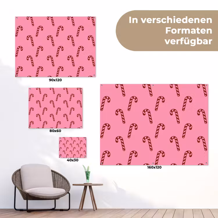 Gartenposter - Weihnachten – Rosa – Zuckerstange – Rot — 6