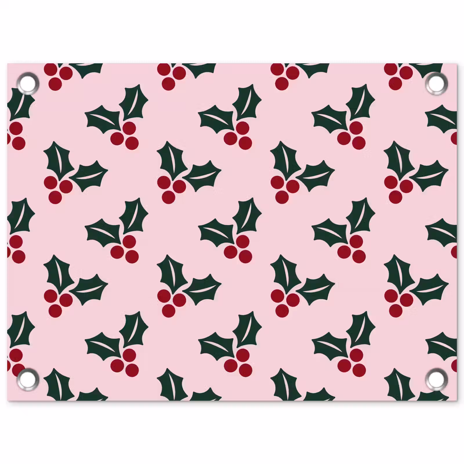Gartenposter - Weihnachten – Stechpalme – Grün – Rosa — 1