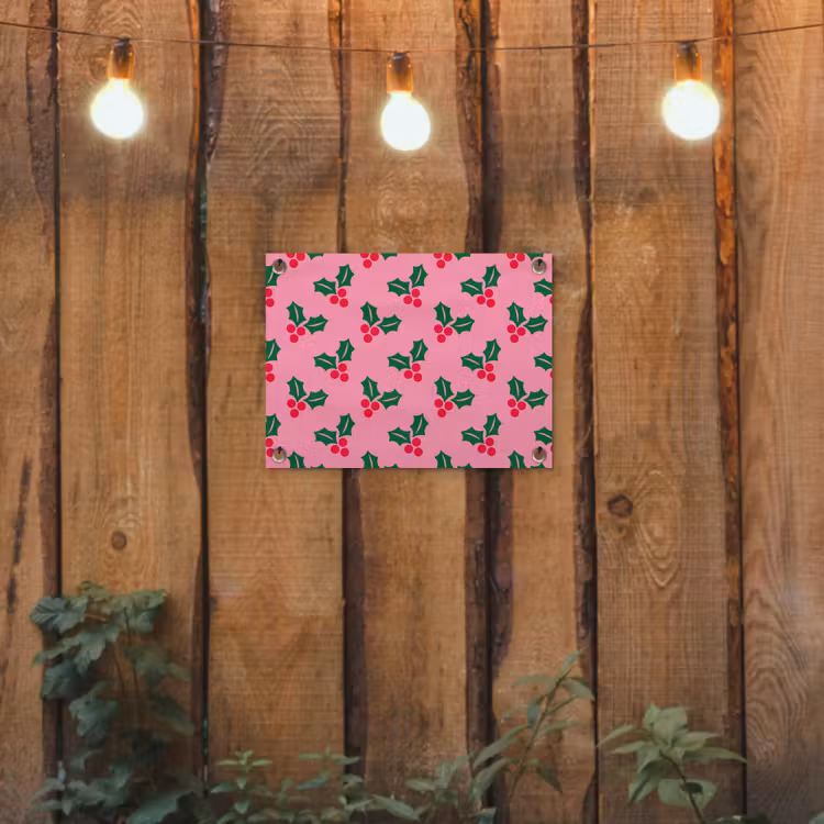 Gartenposter - Stechpalme – Weihnachten – Rosa — 2