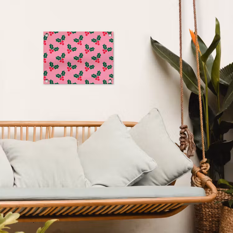 Gartenposter - Stechpalme – Weihnachten – Rosa — 4