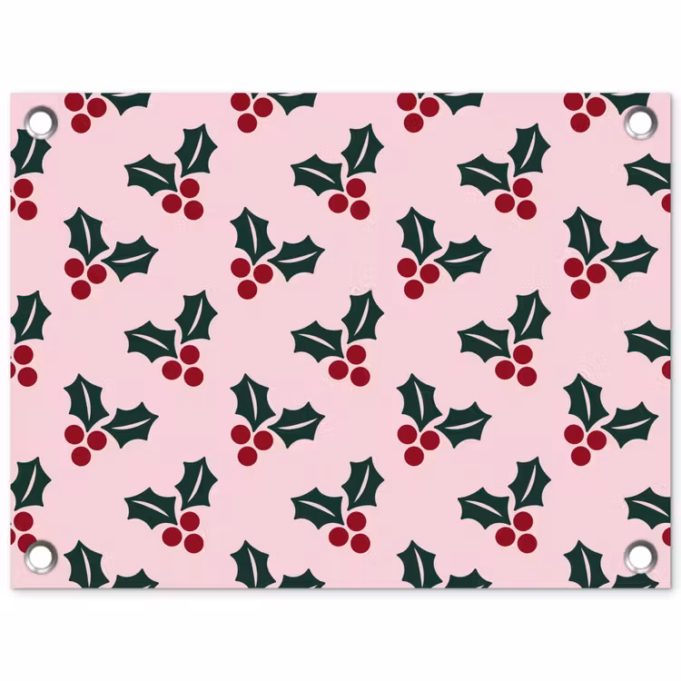 Gartenposter - Weihnachten – Stechpalme – Grün – Rosa — 1