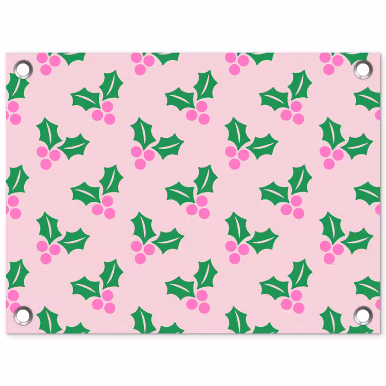 Gartenposter - Weihnachten – Stechpalme – Rosa — 1