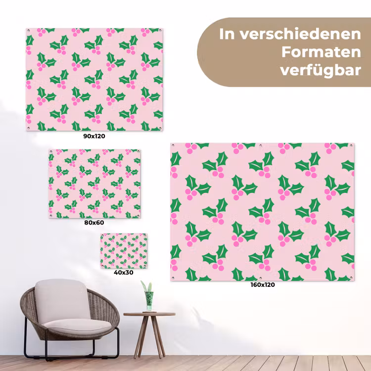 Gartenposter - Weihnachten – Stechpalme – Rosa — 6