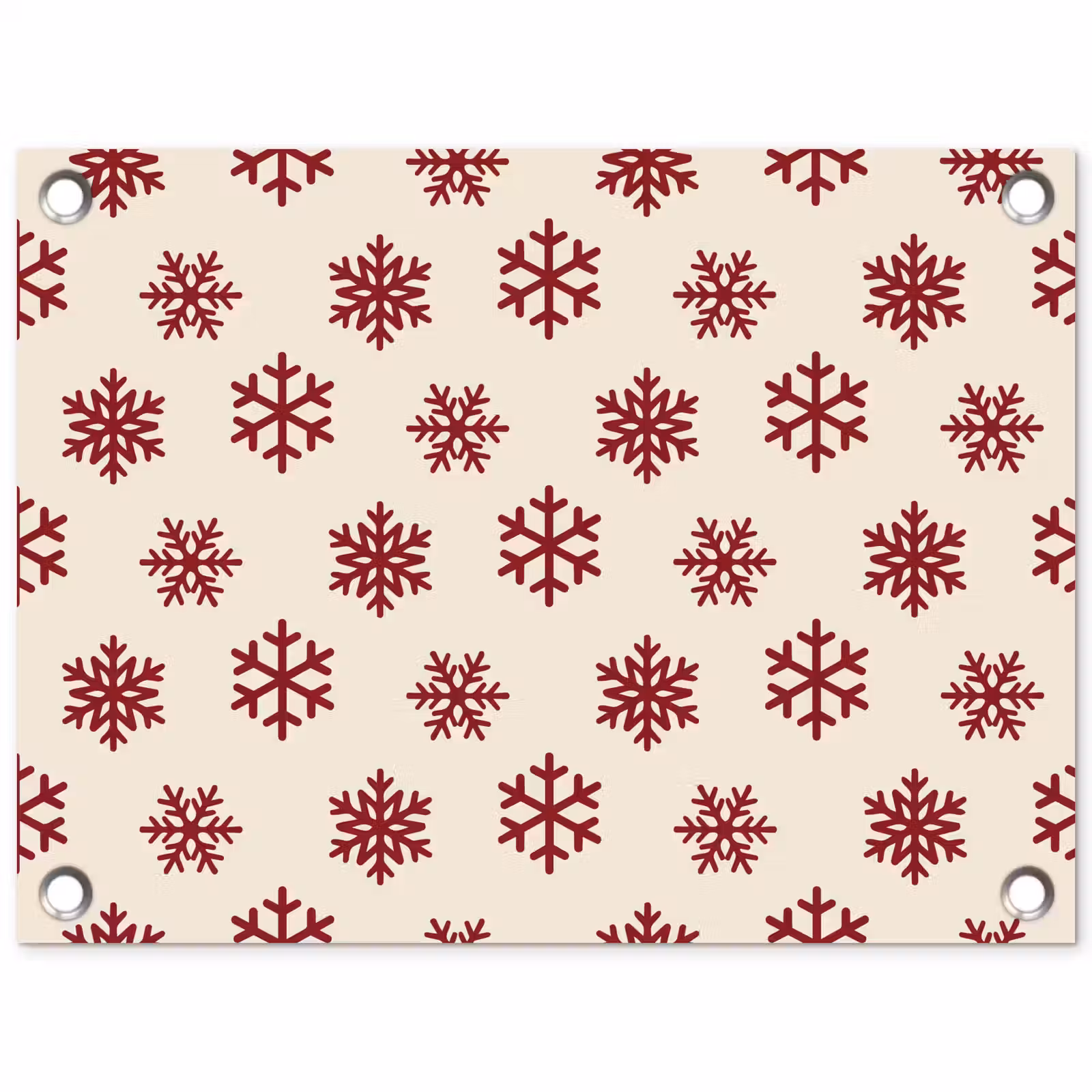 Gartenposter - Schneeflocke – Creme – Rot — 1