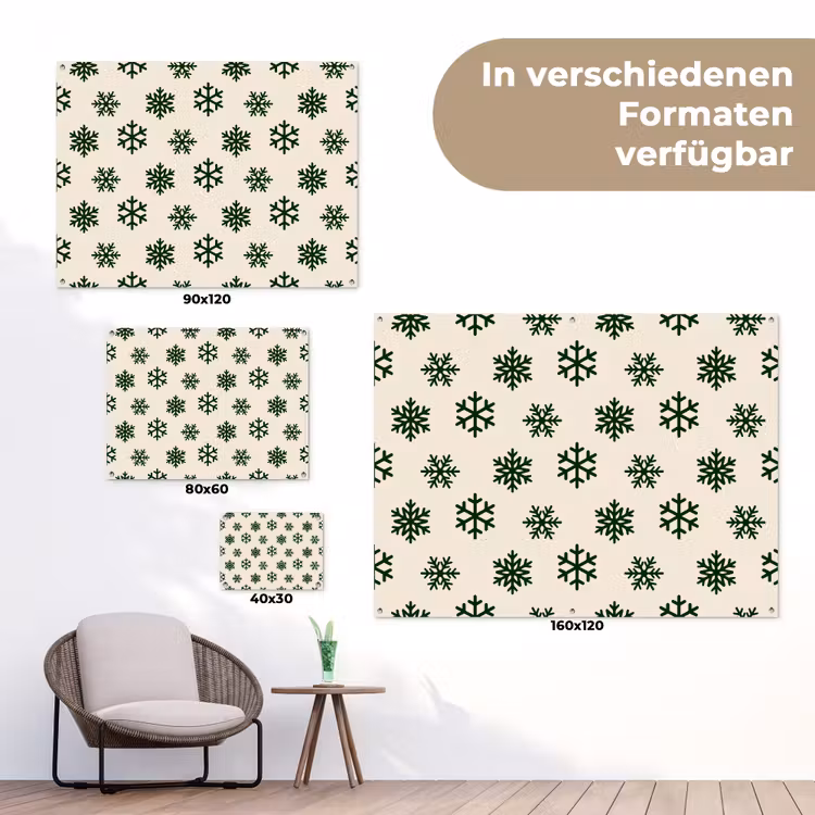 Gartenposter - Schneeflocke – Creme – Grün – Weihnachten — 6