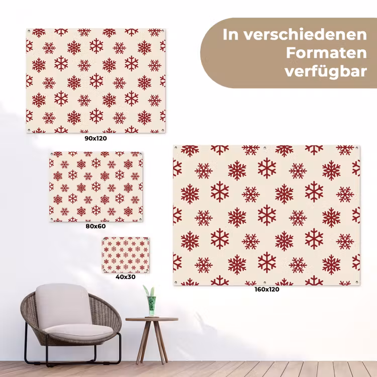 Gartenposter - Schneeflocke – Creme – Rot — 6