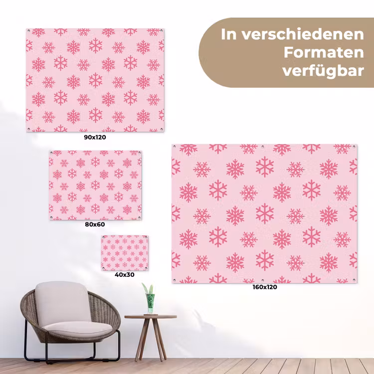 Gartenposter - Schneeflocke – Rosa – Weihnachten — 6
