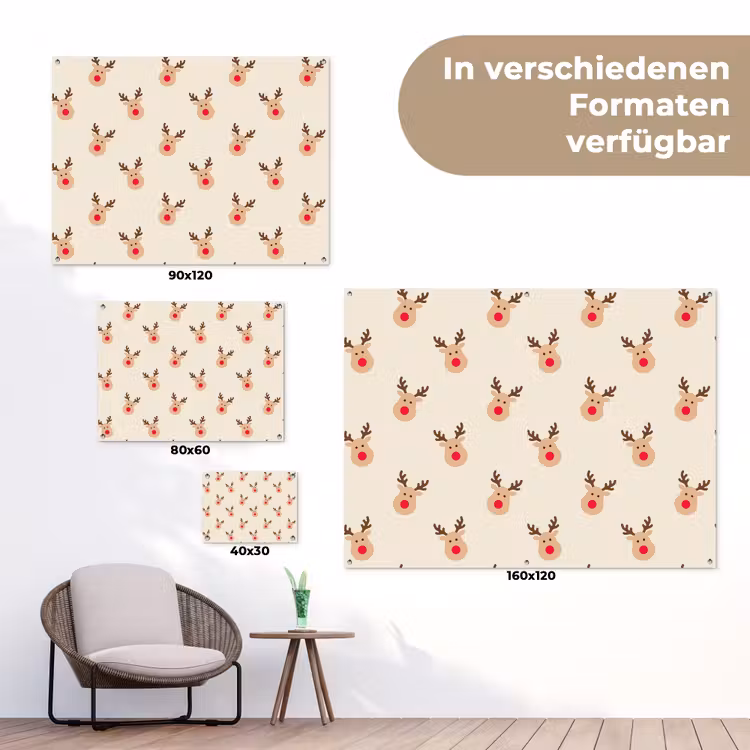 Gartenposter - Rentiere – Weihnachten – Creme — 6